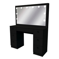 Penteadeira Ditália 7 Gavetas Preto com Kit Luz Camarim - Design Moderno e Funcionalidade Premium - imagem 1