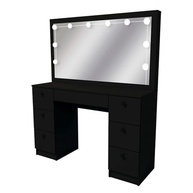 Penteadeira Ditália 7 Gavetas Preto com Kit Luz Camarim - Design Moderno e Funcionalidade Premium - imagem 2