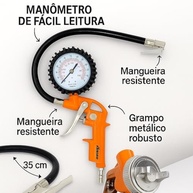Calibrador de Pneus Profissional 220 PSI: Alta Precisão para Carro, Moto e Caminhão | Mangueira Flexível - imagem 5