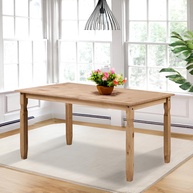 Mesa de Jantar de Madeira Marrom Antique - 150cm | Estilo Campo-Chic com Pinus Maciço - imagem 1