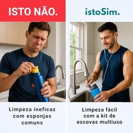 Kit 5 Escovas Multiuso para Garrafas, Mamadeiras e Canudos - Cerdas Firmes e Esponja para Limpeza Profunda - imagem 4