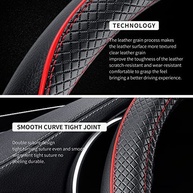 Capa de Volante GXT: Couro PU Universal 38cm, Antiderrapante e Inodoro para Interior de Carro (Preto-Vermelho) - imagem 5