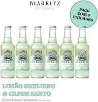 Biarritz Gin Spritz Limão Siciliano e Capim Santo – Pack 6 Longnecks 275ml | Gin Premium, Ingredientes 100% Naturais, 5% Teor Alcoólico, Sem Glúten - imagem 1
