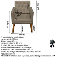 Poltrona Decorativa com Puff Capitonê Moderna em Suede Cappuccino - Conforto e Estilo para Sala - imagem 3