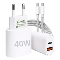Carregador Turbo Tipo C 40W 9.1A com Cabo USB-C PD Power Duo - Carga Rápida Android/iOS - imagem 2
