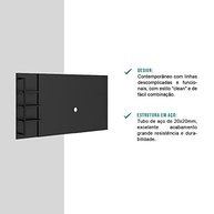 Painel Amazonas para TV até 50" com Prateleiras - Design Moderno e Sofisticado Carraro (Preto) - imagem 4