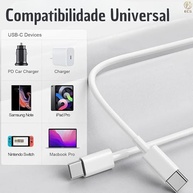 Cabo USB-C 60W Branco Reforçado: Carregamento Turbo Rápido para Samsung, iPhone 15/16, Xiaomi e Mais - imagem 3