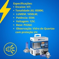 Kit 2 Lâmpadas Super Branca H7 8500K 12V 55W: Visibilidade e Estilo para Seu Carro - imagem 3