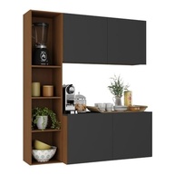 Armário de Cozinha Compacto Linea Fit 4 Portas - Design Moderno em Carvalho Avelã/Preto - imagem 4