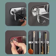 Suporte de Vassoura Aço Inox com 9 Acessórios - Organize sua Casa com Estilo e Segurança - imagem 5
