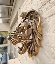 Escultura de Parede 3D de Cabeça de Leão em Resina - Decoração Majestosa para Casa - imagem 5