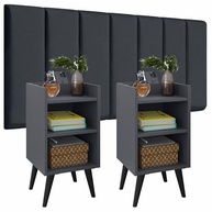 Conjunto Cabeceira Cama Casal 1,40 Modulada com Criado Mudo - Design Moderno Cinza - imagem 2