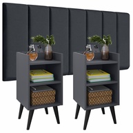 Conjunto Cabeceira Cama Casal 1,40 Modulada com Criado Mudo - Design Moderno Cinza - imagem 1