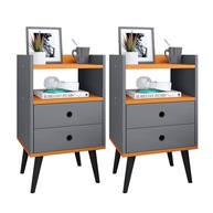 Kit Mesa de Cabeceira Retrô com Gaveta para Quarto Casal - Design Moderno e Funcional - imagem 1