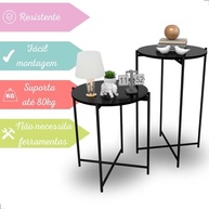 Kit 2 Mesinhas Estilo Industrial Lateral e Centro Articulada Preto - Design Moderno e Versátil - imagem 5