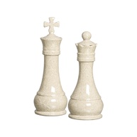 Peças de Xadrez em Cerâmica Bege - Rei e Rainha Petra para Decoração Elegante - imagem 1