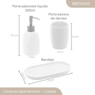 LYOR Conjunto 3 Peças Banheiro Cerâmica Londres Branco e Prata - Design Sofisticado e Funcional - imagem 3