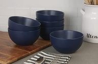 10 Strawberry Street Tigela de cereal Wazee Matte 14 cm/453.6 g, conjunto de 6, azul meia-noite - imagem 3