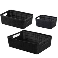 Kit 3 Cestos Organizadores Rattan Home Organizer - Preto | Multiuso P-M-G - imagem 2