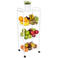 Fruteira de Chão com 3 Cestos e Tampo de Madeira - Design Moderno com Rodas - imagem 5