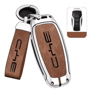 Capa de Chave Premium BYD em Liga de Zinco e Couro - Proteção Elegante e Segura para Qin Plus, Atto 3, Han EV e Dolphin - imagem 1