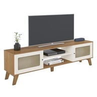 Rack para TV até 75" Charlotte Cinamomo c/ Off White – Design Moderno com 2 Portas e Nichos - imagem 4