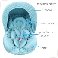Kit 5 Peças Bebê Conforto: Capa Protetor Cinto, Capota e Redutor (0-13kg) - Azul Bebê - imagem 3