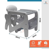 Cadeirão 2 em 1 com Mesinha Baby Style Cinza - Conforto e Diversão até 18kg - imagem 4