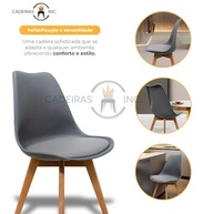 Kit 4 Cadeiras Saarinen Leda Design - Base Madeira Cinzas | Conforto e Estilo para sua Sala de Jantar - imagem 4