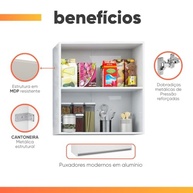 Armário de Cozinha e Lavanderia com 2 Portas Duplo Aéreo Módulo Suspenso Top Class Batrol Branco - imagem 4