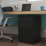 Gaveteiro Multiuso Classic 4 Gavetas Preto - Organize com Estilo Mesa de Cabeceira e Escritório - imagem 1