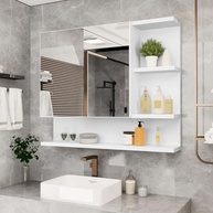 Armário Espelheira para Banheiro 1 Porta Cleópatra Branco - Design Moderno com Espelho e Resistência à Umidade - imagem 5