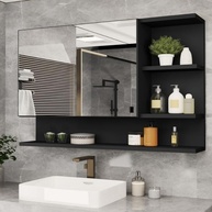 Armário Espelheira para Banheiro 1 Porta Cleópatra Preto - Design Moderno com Espelho e Resistência à Água - imagem 1