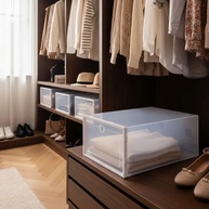 Kit 6 Caixas Organizadoras Transparentes Empilháveis para Sapatos - Ideal para Closet e Armário - imagem 5