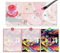 Kit de Pintura por Números Leão Colorido - Tela 30x40cm com Tintas Acrílicas e Pincéis - imagem 4