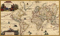 Mapa Mundi Antigo (1728) - 75x126cm - Tela Canvas para Quadro com Arte Original - imagem 2