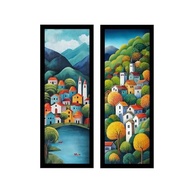 Kit 2 Quadros 18x45 Village Preto - Decore com Estilo e Qualidade - imagem 2