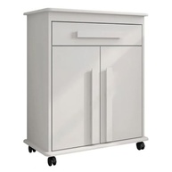 Armário Balcão Multiuso com 2 Portas e 1 Gaveta com Rodízios - Design Moderno e Versátil em Branco - imagem 2
