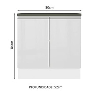 Balcão Madesa Acordes 80cm com 2 Portas - Design Moderno em MDF Branco Brilhante - imagem 3