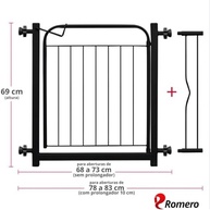 Portão de Segurança para Pets e Bebês | Largura Ajustável 69-84cm com Extensor 10cm | Preto - imagem 3