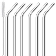 Kit Canudos Inox 7 Peças - 21cm Reutilizáveis com Escova de Limpeza | Ecológico e Sustentável para Sucos e Coquetéis - imagem 2