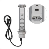 Torre de Tomada Retrátil Bivolt com USB-A e USB-C - 3 Tomadas 20A para Embutir - imagem 1