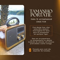 Rádio Retrô Bluetooth A-3188: Som Clássico com Tecnologia Moderna | USB, SD, Aux, AM/FM/SW, Bateria Recarregável e Lanterna - imagem 5
