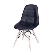 Cadeira Eames Eiffel Botone Preta com Base em Madeira - Design Moderno e Conforto - imagem 1