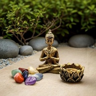 Kit Espiritualidade e Equilíbrio com Estátua de Buda, Incensário e Pedras dos 7 Chakras - imagem 2