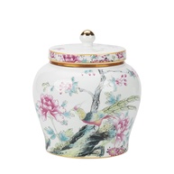 Urna de Cerâmica Elegante com Estampa Floral e Pássaros - Memorial para Mãe Amada - imagem 1