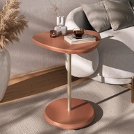 Mesa de Apoio Triangular em MDF com Base Dourada - Estilo Moderno Terracota - imagem 3