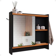 Armário com Espelho e Gancho para Toalhas no Banheiro Genova – Design Moderno Preto/Cinamomo - imagem 2
