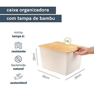 Oikos - Caixa Organizadora 18L com Tampa de Bambu Branca - Design Moderno e Versátil para Qualquer Cômodo - imagem 4