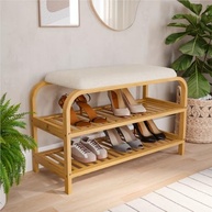 Sapateira em Bambu com Banco Estofado 70cm | Organize com Estilo e Conforto - imagem 3